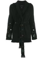 Alanui Cashmere Eyelet Detailed Belted Jacket - Black