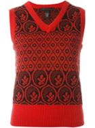 Marc Jacobs Intarsia Vest, Women's, Size: Large, Red, Polyester/wool/metallic Fibre