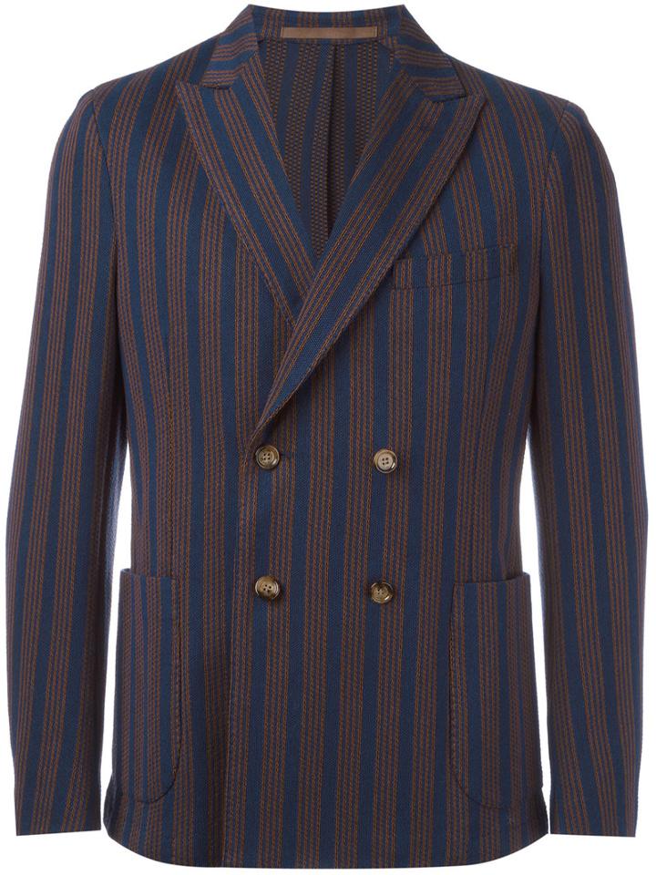 Eleventy Double-breasted Blazer, Men's, Size: 50, Brown, Cotton/acetate/polybutylene Terephthalate (pbt)
