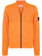 Stone Island Logo Patch Zipped Sweatshirt - Orange
