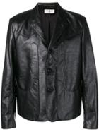 Saint Laurent Buttoned Leather Jacket - Black