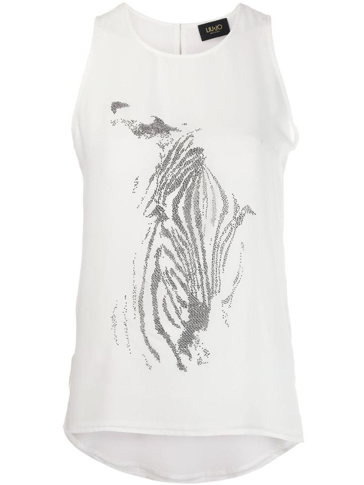 Liu Jo Rhinestone Zebra Top - White