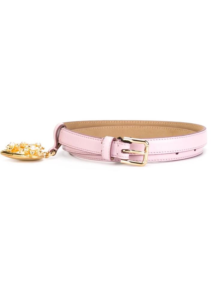 Dolce & Gabbana 'sacred Heart' Belt, Women's, Size: 85, Pink/purple, Calf Leather