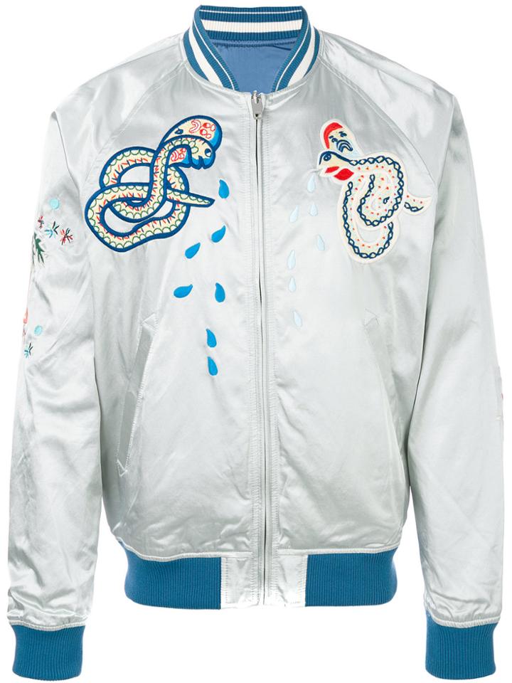 Diesel Embroidered Snakes Bomber Jacket - Blue
