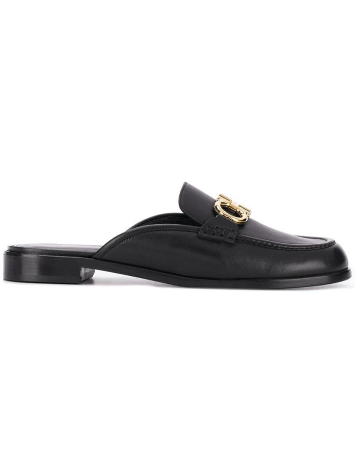 Salvatore Ferragamo Gancini Mule Slippers - Black