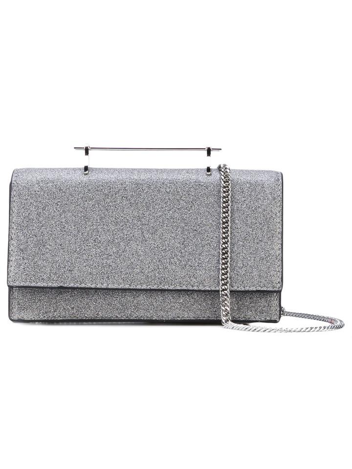 M2malletier - Metallic Handle Crossbody Bag - Women - Calf Leather - One Size, Grey, Calf Leather