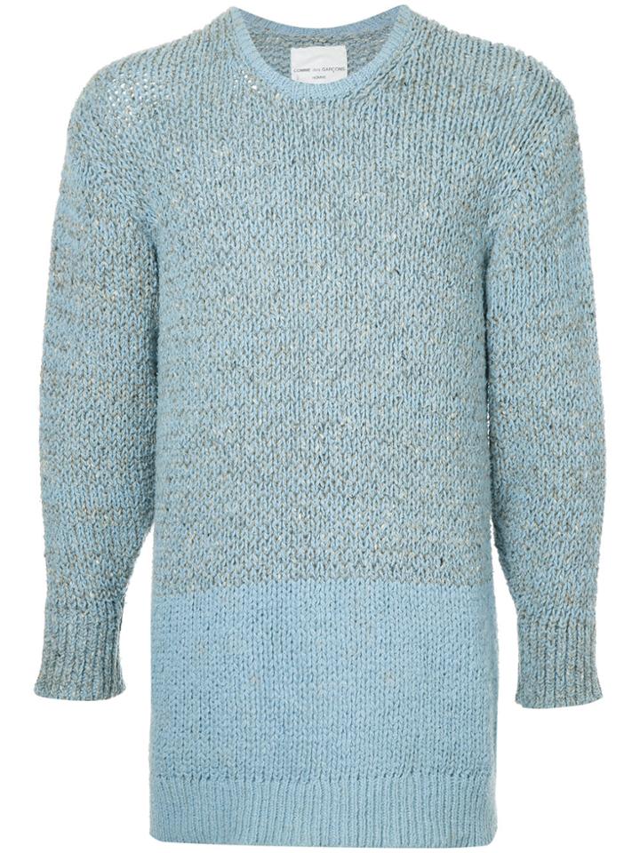 Comme Des Garçons Vintage Panelled Chunky-knit Jumper - Blue