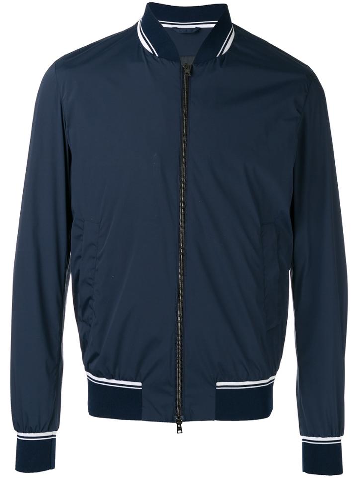 Herno Contrast Trim Bomber Jacket - Blue