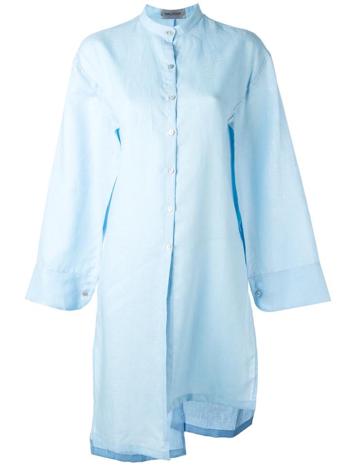 Balossa White Shirt Long Wide Sleeve Shirt, Women's, Size: 44, Blue, Linen/flax