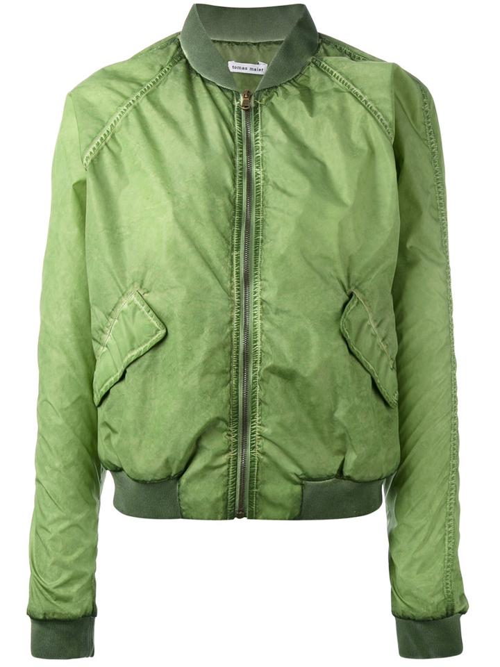 Tomas Maier Classic Bomber Jacket, Women's, Size: 36, Green, Polyamide