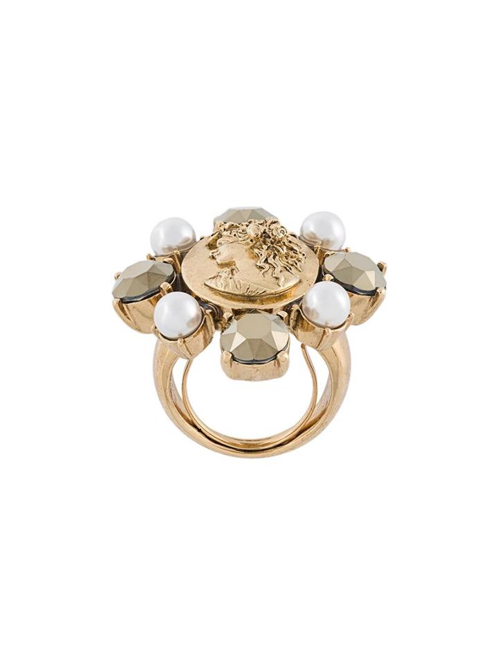 Oscar De La Renta Embellished Disc Ring, Women's, Metallic