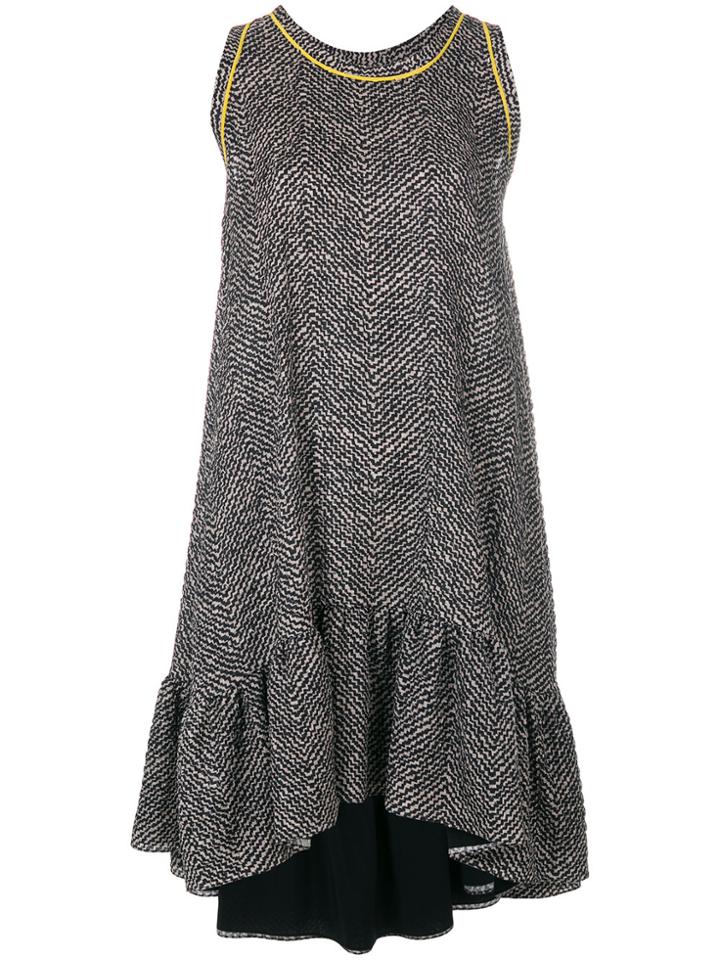 Fendi Frill-trim Flared Dress - Black