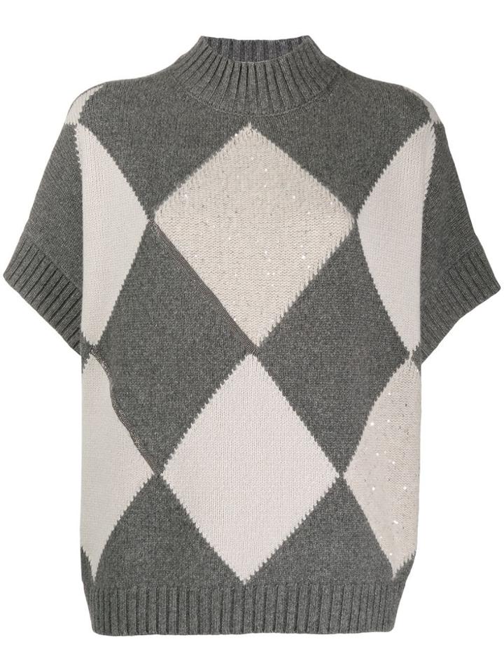 Fabiana Filippi Short-sleeved Cashmere Jumper - Grey
