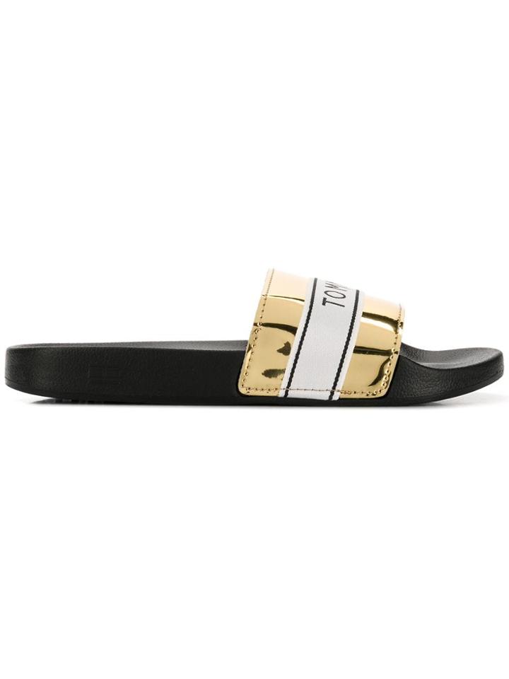 Tommy Hilfiger Logo Print Pool Slides - Black