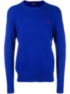 Polo Ralph Lauren Embroidered Logo Jumper, Men's, Size: Small, Blue, Wool