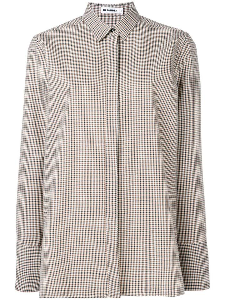 Jil Sander Boxy Checked Shirt - Brown