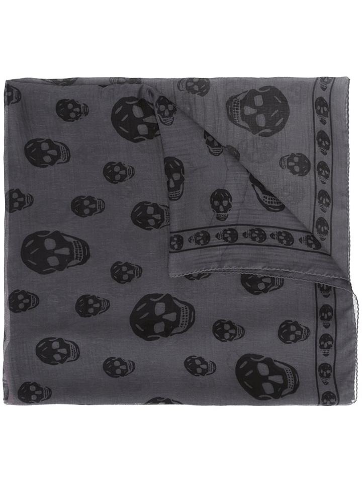 Alexander Mcqueen 'skull' Scarf, Men's, Grey, Silk