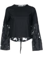 Sea Wide Lace Sleeve Top - Black