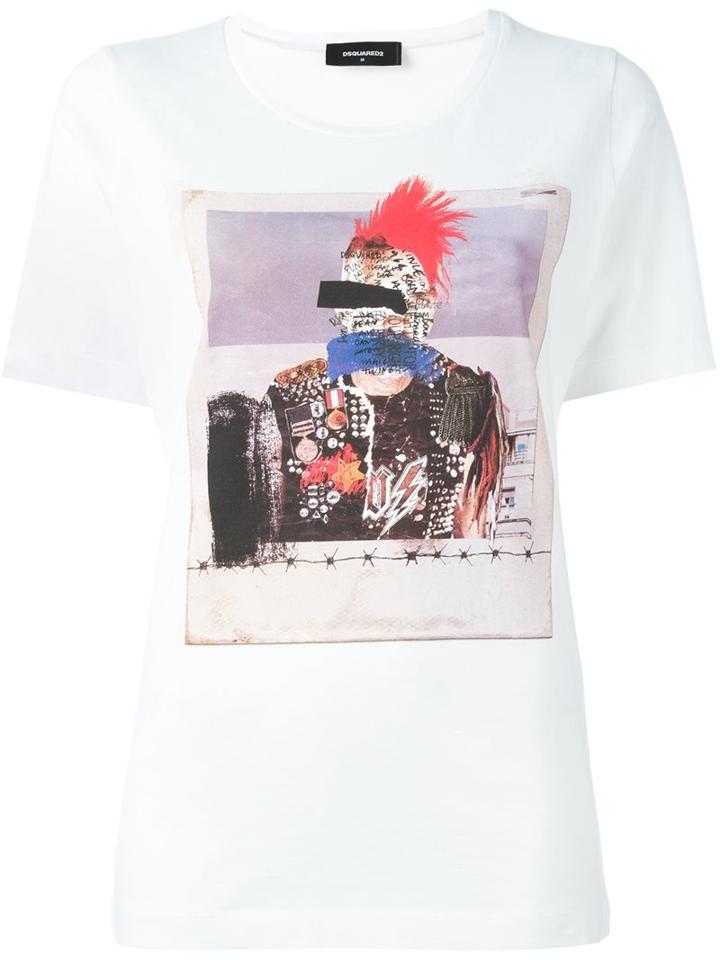 Dsquared2 Photo Print T-shirt, Women's, Size: Medium, White, Cotton