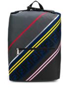 Fendi Logo Striped Backpack - Black