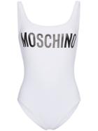 Moschino Logo Print Swimsuit - White