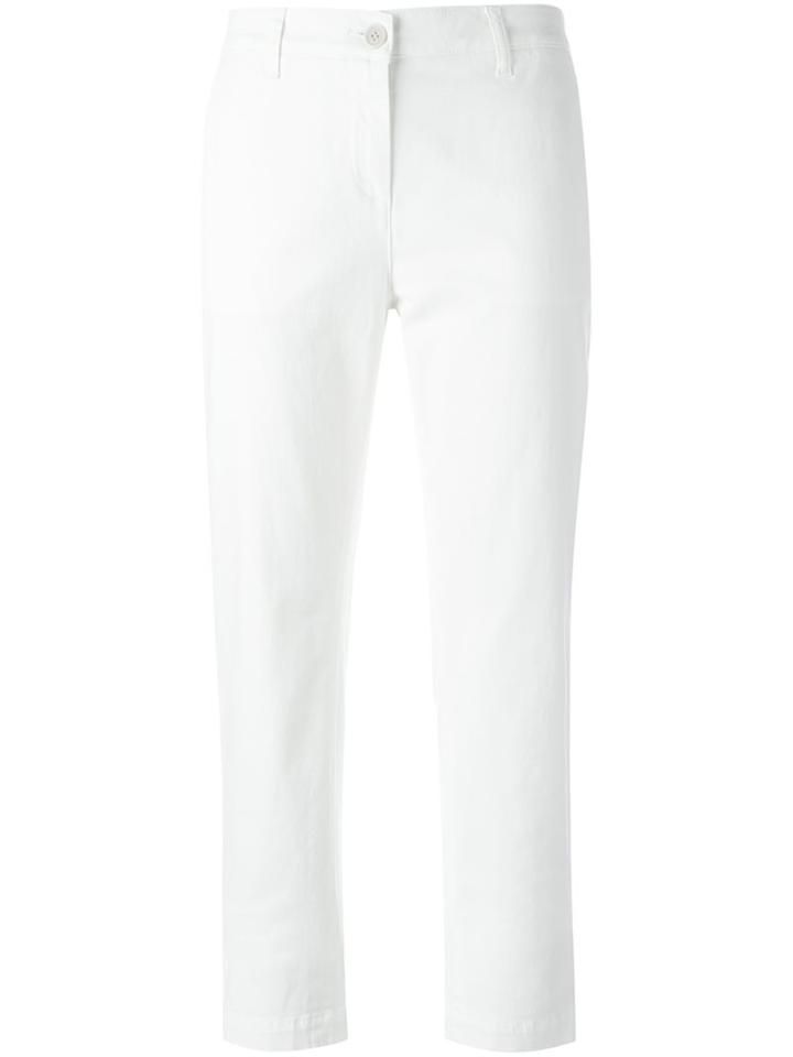 P.a.r.o.s.h. Straight Cropped Trousers, Women's, Size: Xs, White, Cotton/spandex/elastane