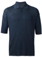 Jil Sander Short Sleeve Polo Shirt, Men's, Size: 48, Blue, Silk