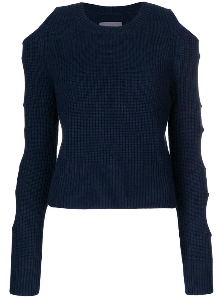 Zoe Jordan Cutout Ribbed Knit Jumper - Blue