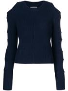 Zoe Jordan Cutout Ribbed Knit Jumper - Blue
