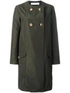 Marni Collarless Buttoned Coat, Women's, Size: 40, Green, Cotton/polyamide/acetate/cotton