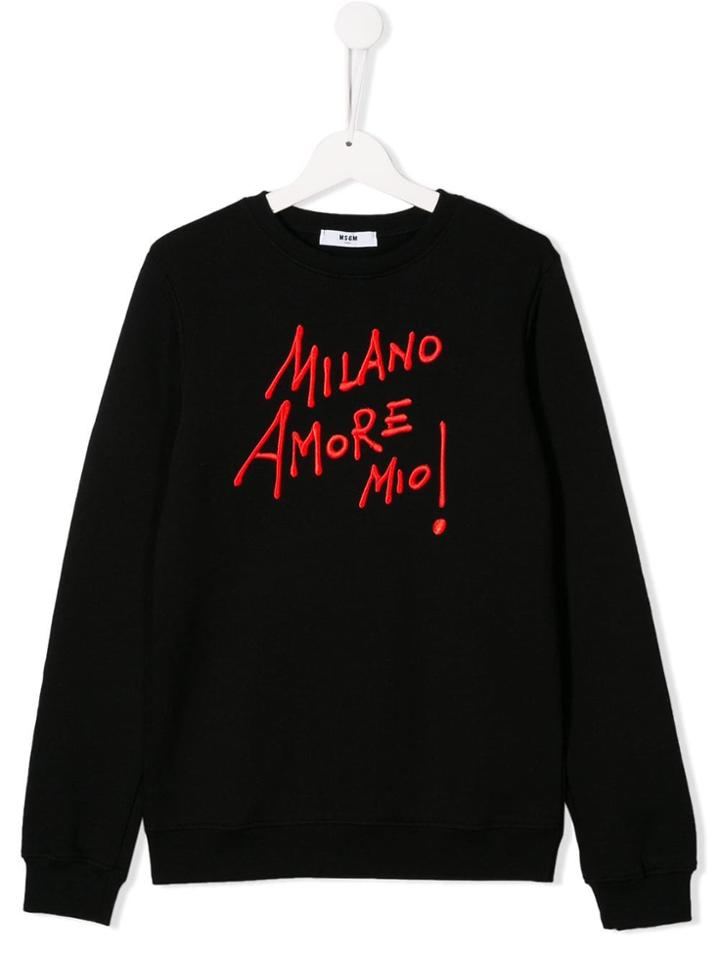 Msgm Kids Embroidered Sweatshirt - Black