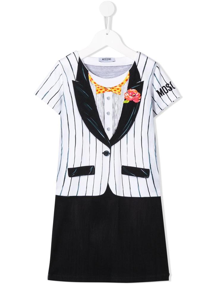 Moschino Kids Tuxedo Print Shift Dress - Black