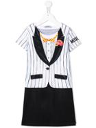 Moschino Kids Tuxedo Print Shift Dress - Black