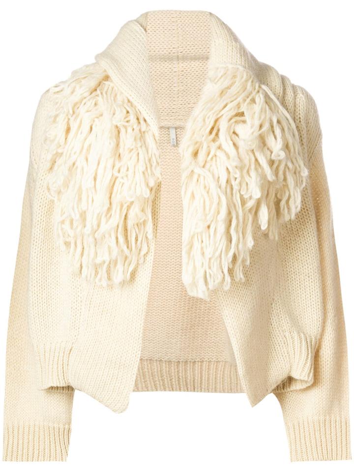 Boboutic Fringed Collar Cardigan - Nude & Neutrals