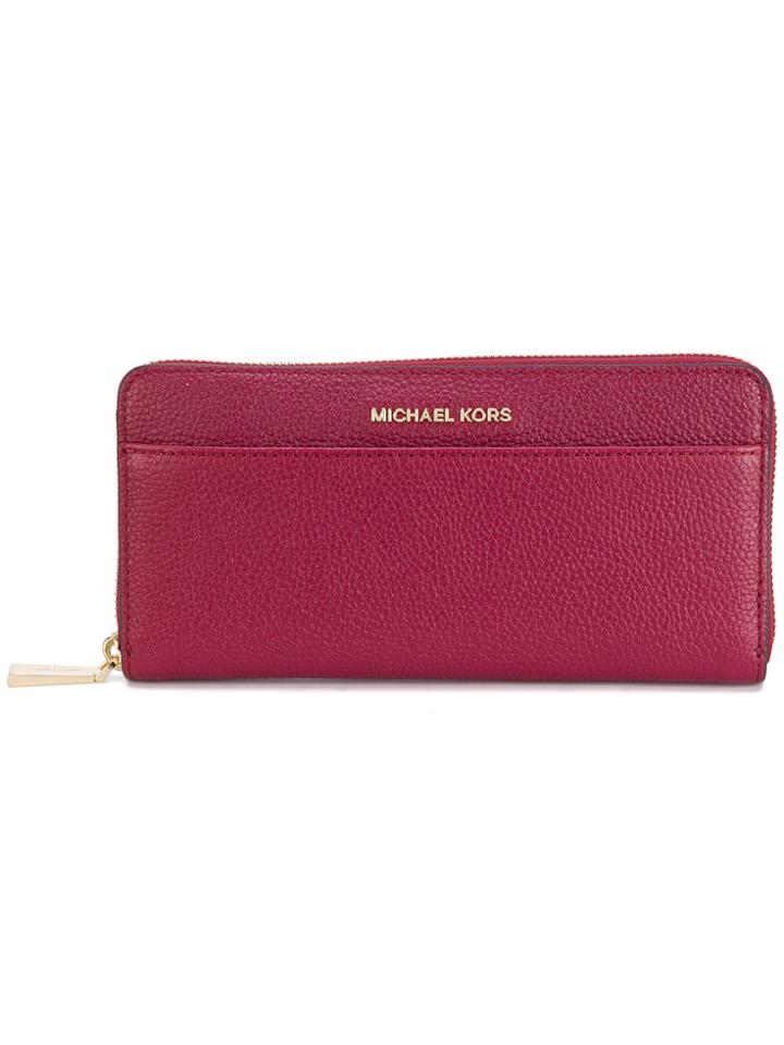 Michael Michael Kors Logo Plaque Zip Wallet - Red