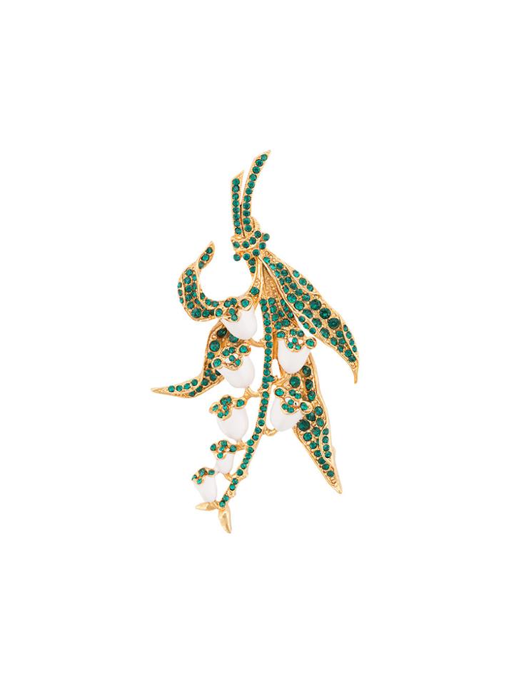 Oscar De La Renta Lily Of The Valley Brooch - Green