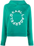 Karl Lagerfeld Cropped Hoodie With Circle Logo - Green