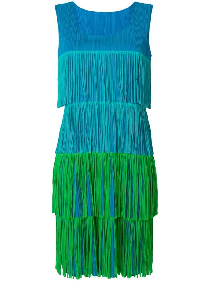 Issey Miyake Pre-owned Pleated Fringe Dress - Blue
