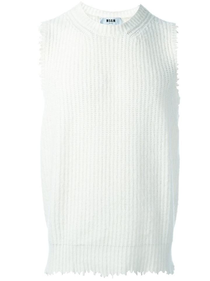 Msgm Frayed Knit Vest, Men's, Size: Medium, Nude/neutrals, Polyamide/wool