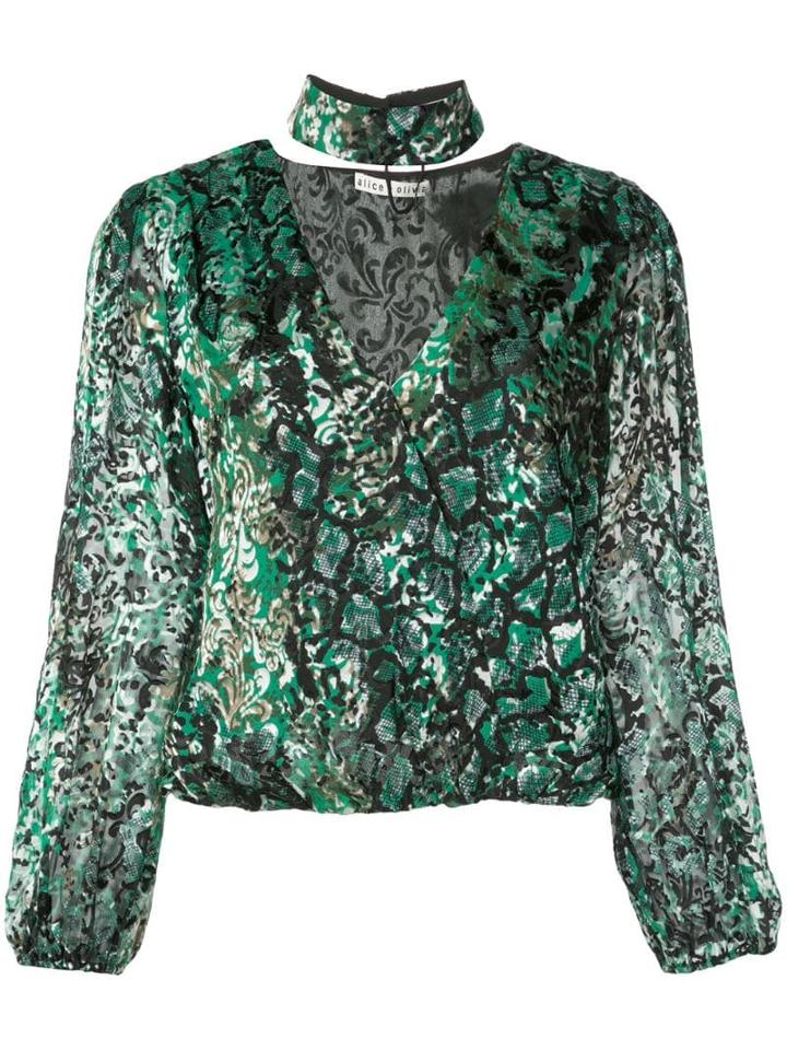 Alice+olivia Abstract Pattern Blouse - Green