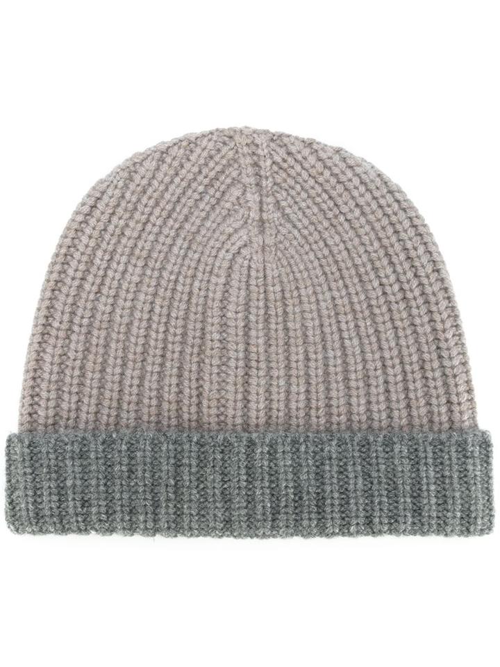 Eleventy Ribbed Beanie, Men's, Nude/neutrals, Cashmere