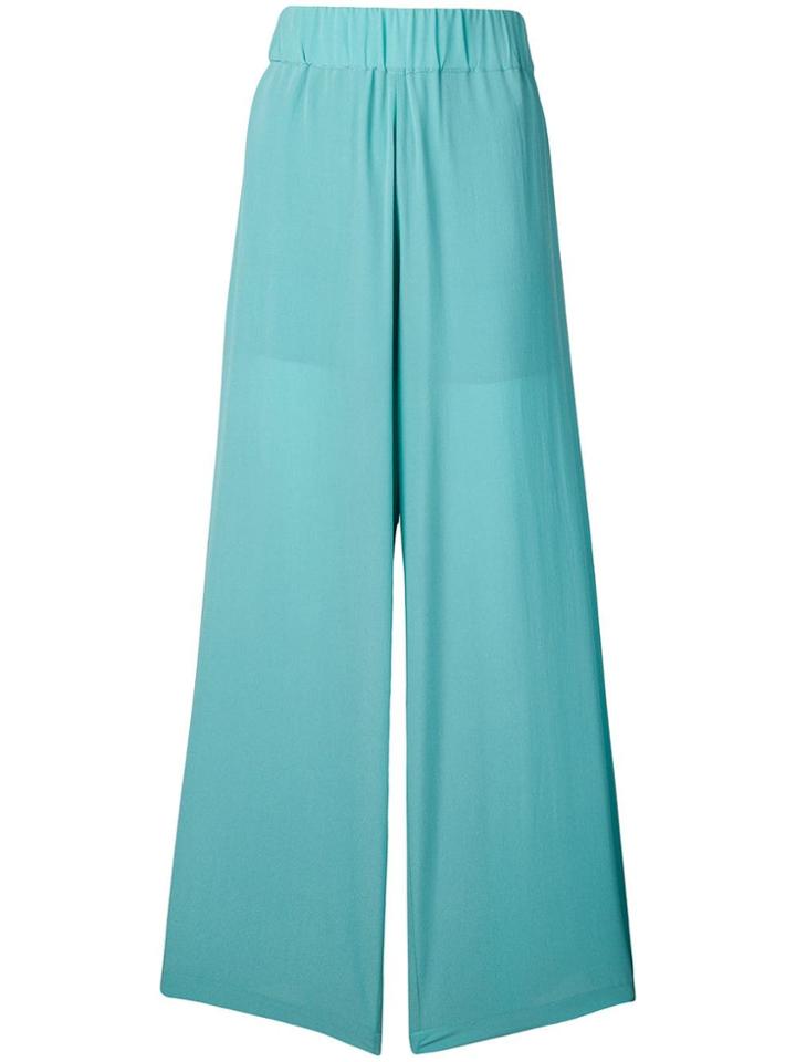 Semicouture Flared Silk Trousers - Blue