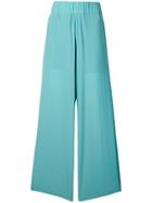 Semicouture Flared Silk Trousers - Blue