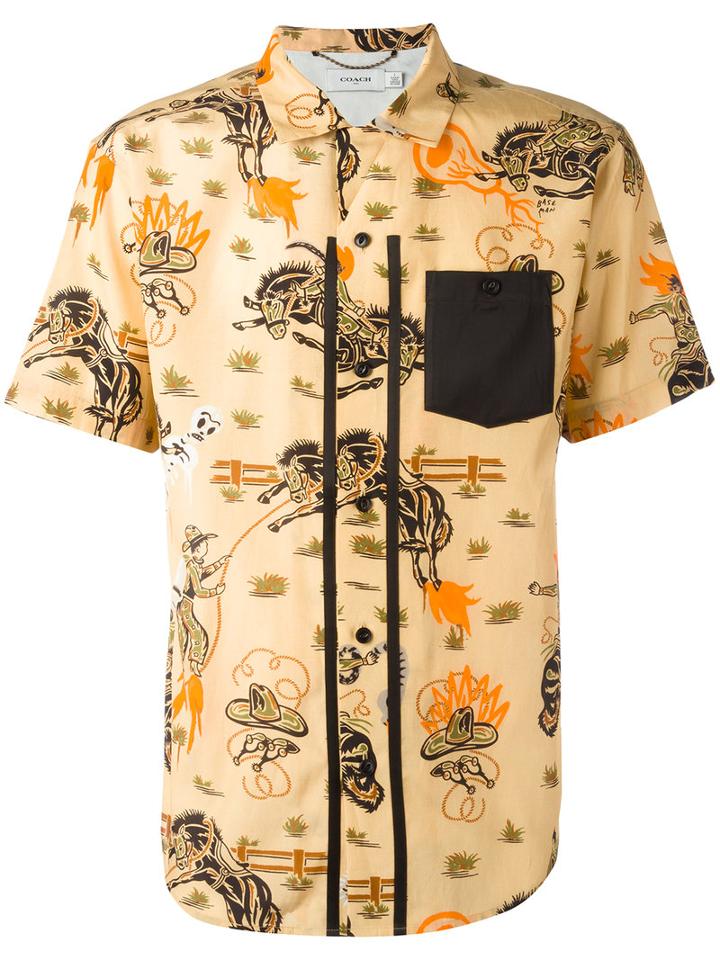 Coach Western Print Shirt, Men's, Size: Medium, Yellow/orange, Cotton/viscose