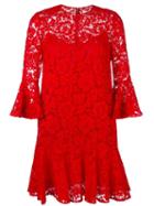 Valentino Ruffled Guipure Lace Mini Dress, Women's, Size: 42, Red, Silk/spandex/elastane/polyamide/viscose