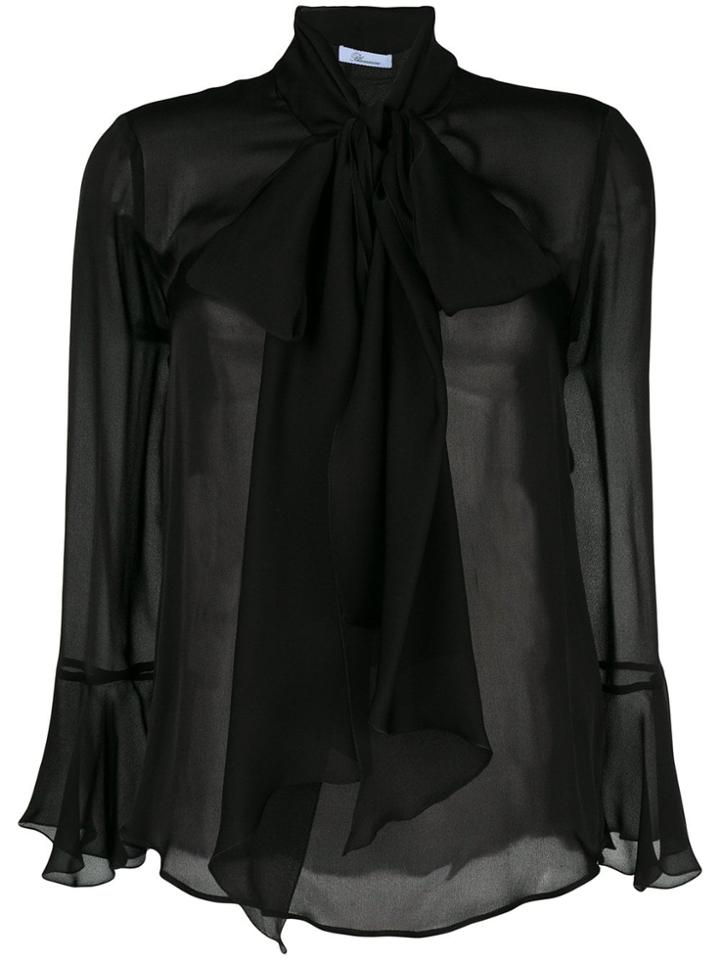 Blumarine Pussy Bow Sheer Blouse - Black