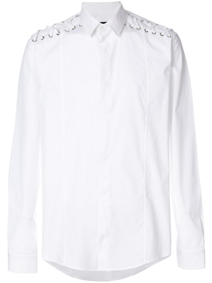 Les Hommes Lace-detail Long-sleeve Shirt - White