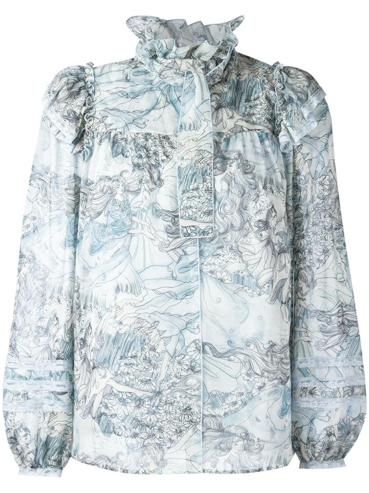 Marc Jacobs Ruffle Collar Blouse - Blue