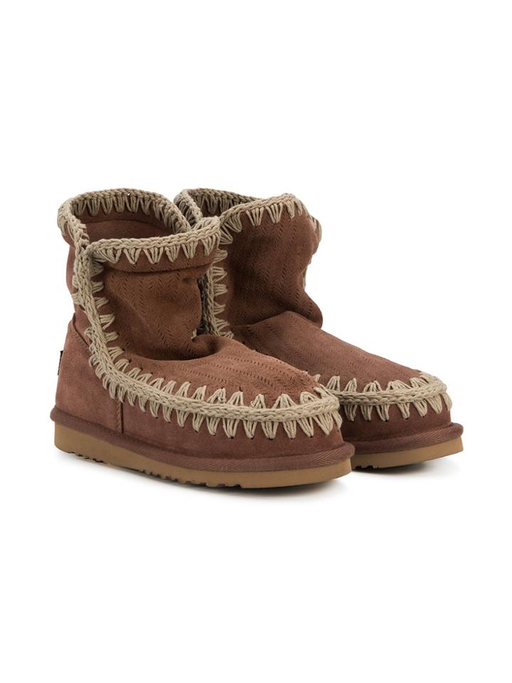 Mou Kids Teen Embroidered Boots - Pink & Purple