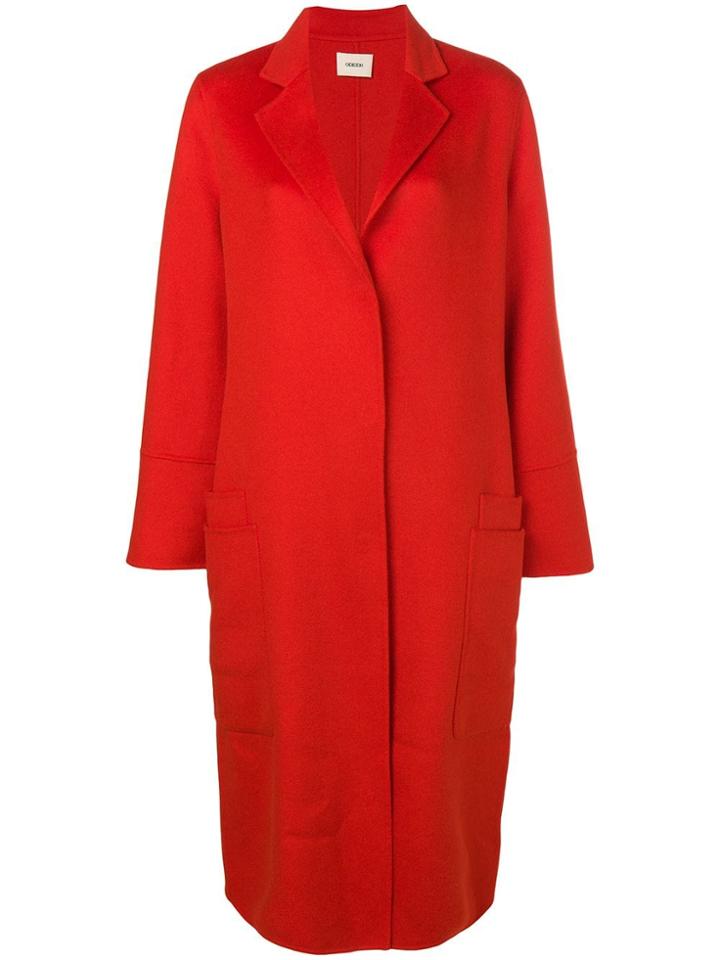 Odeeh Concealed Fastening Coat - Red